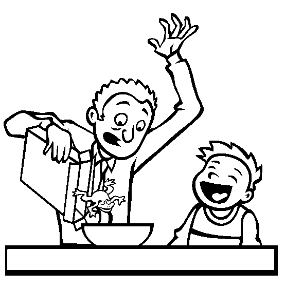 Coloring page frog falling out of the April Fools Day cereal box